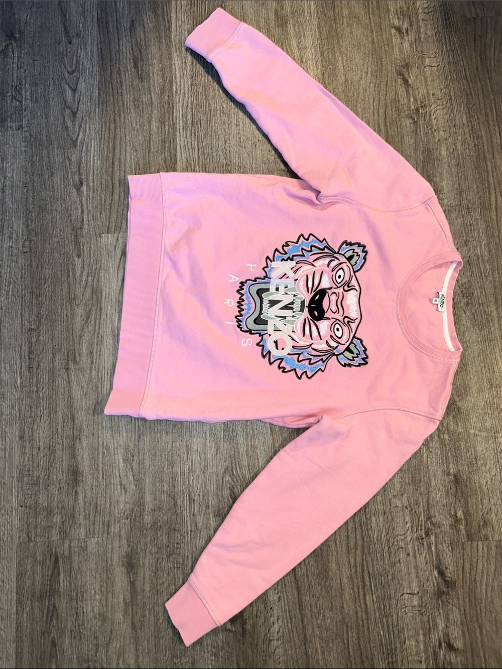 Kenzo Paris Pink Tiger Embroidered Crewneck Sweatshirt XL Cotton Portugal - Picture 3 of 8